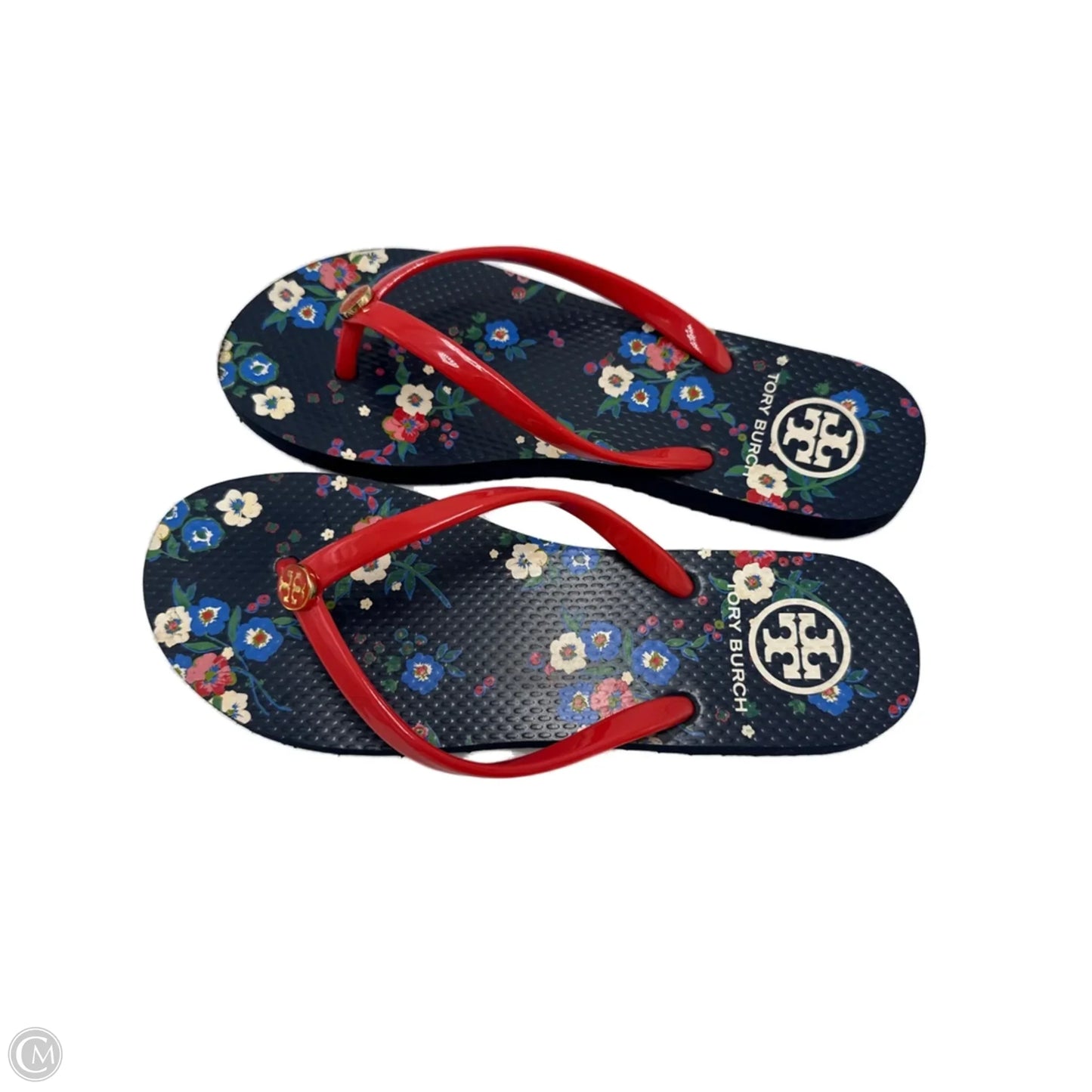 Sandals / Fl9ip Flops Designer By Tory Burch In Floral Print, Size: 8