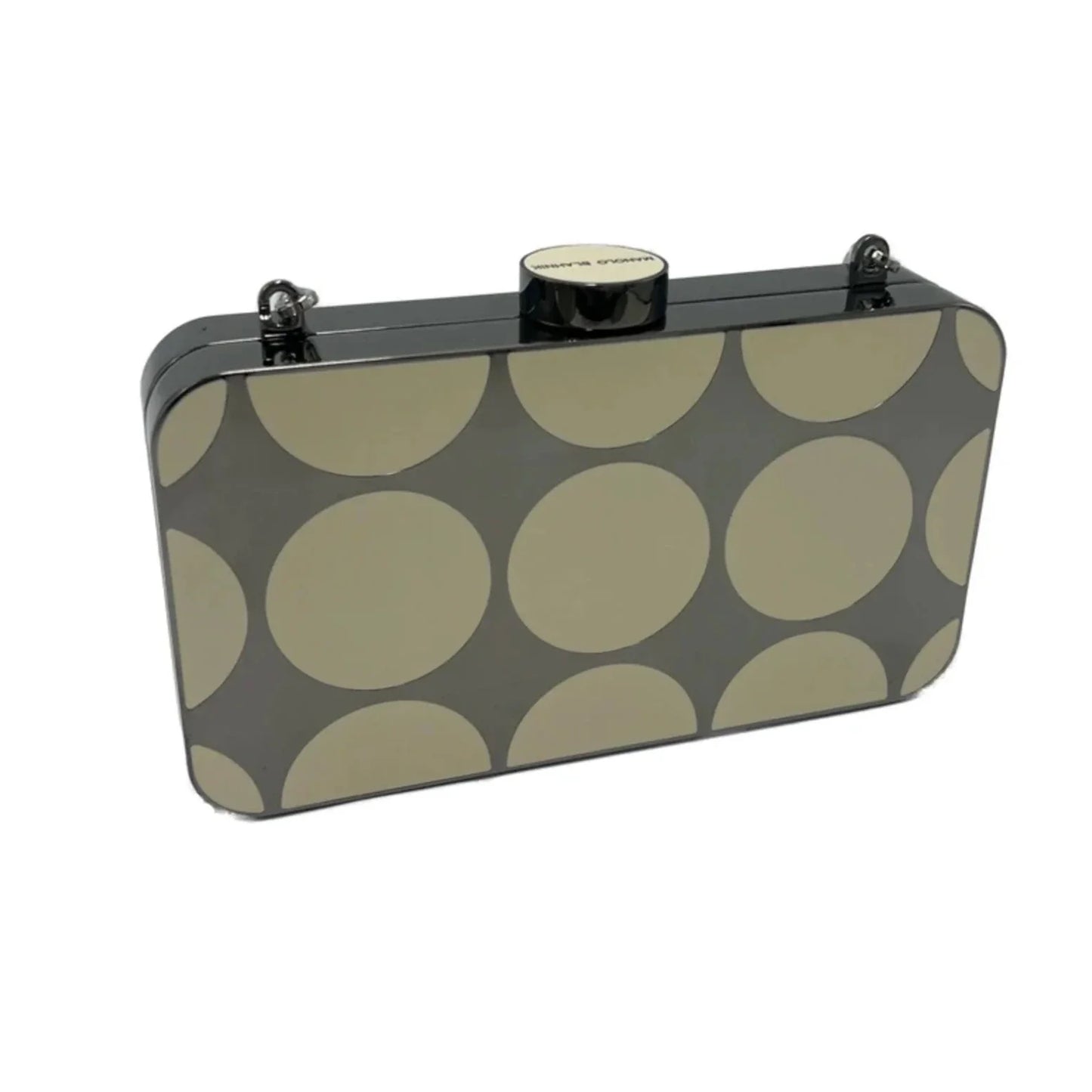 Manolo Blahnik Mina Gunmetal Luxury Designer Clutch Handbag