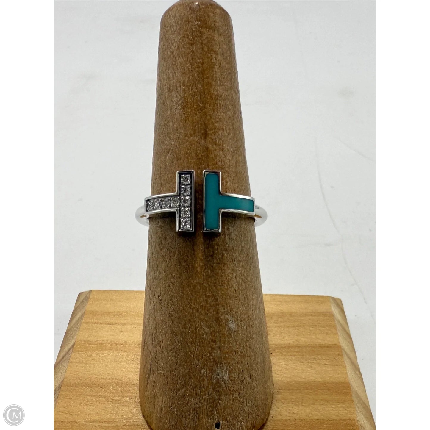 Tiffany & Company 18K T Wire Ring in Turquoise with Diamonds By, Size: 6.5