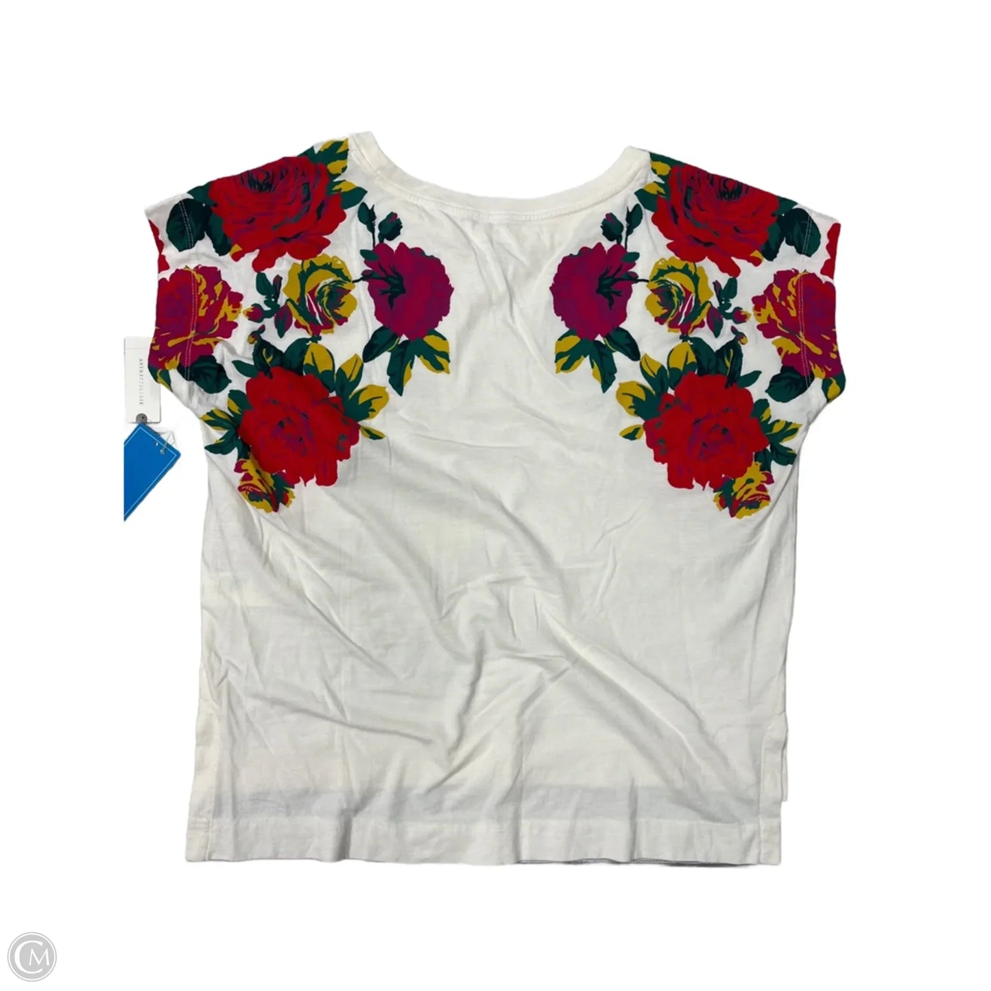 Top Short Sleeve By Anthropologie In Floral Print, Size: L