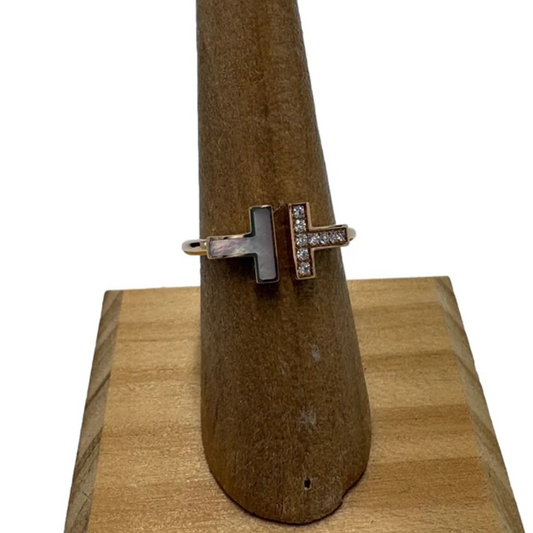 Tiffany & Company 18K Rose Gold T Wire Luxury Ring, Size: 7