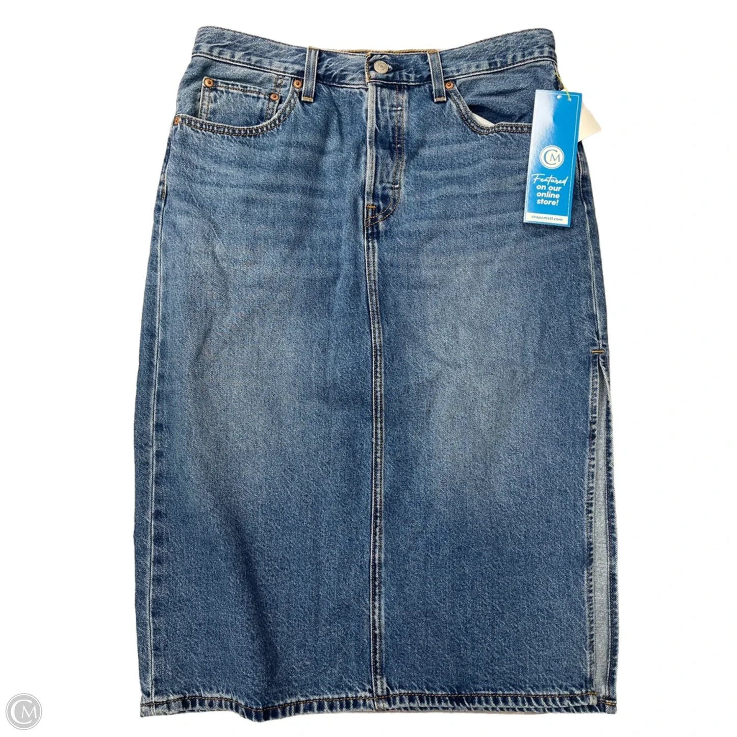 Skirt Midi By Levis In Blue Denim, Size: 10