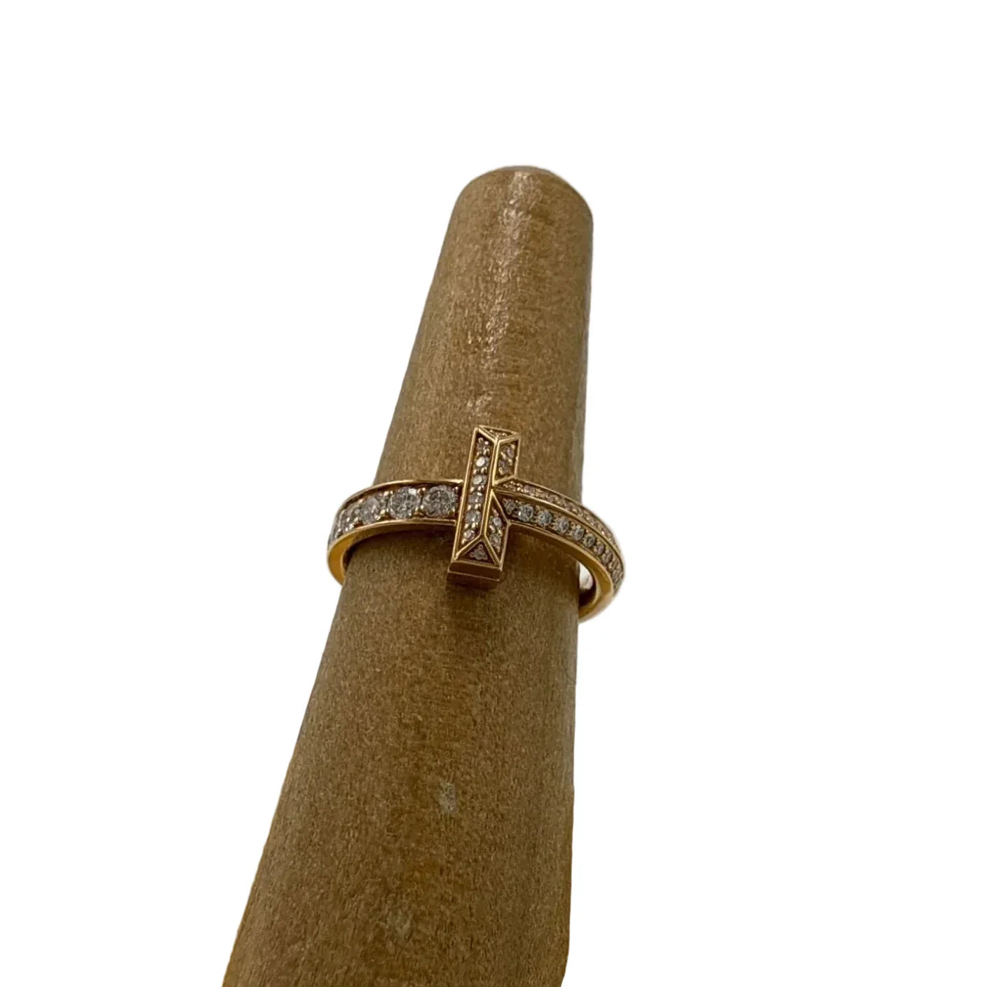 Tiffany & Company T1 Pave Narrow 18K Rose Gold Luxury Ring, Size: 6.5