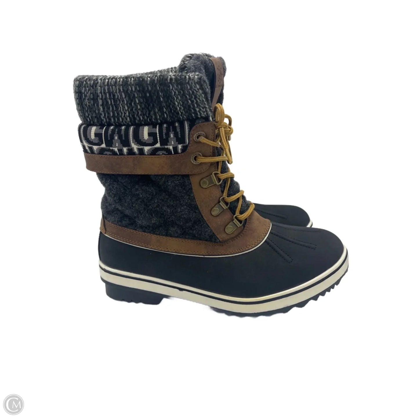 Boots Snow By Global Win In Brown & Grey, Size: 9