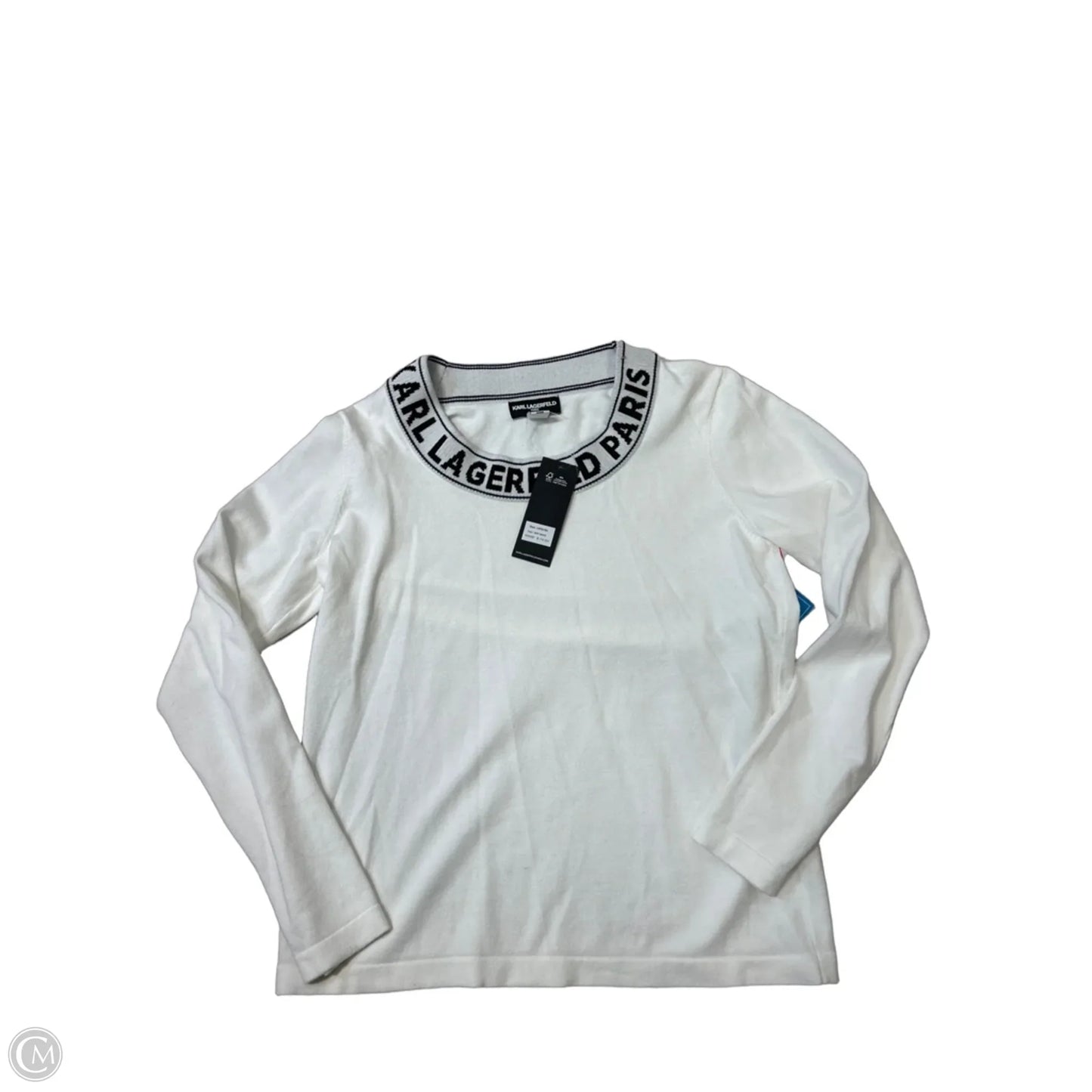New! Top Long Sleeve Designer By Karl Lagerfeld In White, Size: M