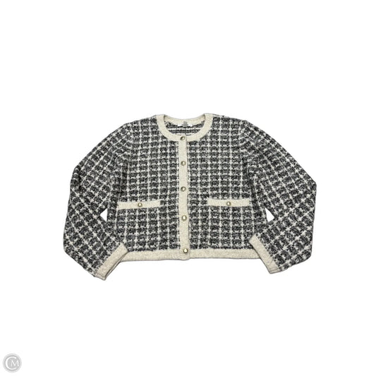 Sweater Cardigan By Splendid In Grey & White, Size: S