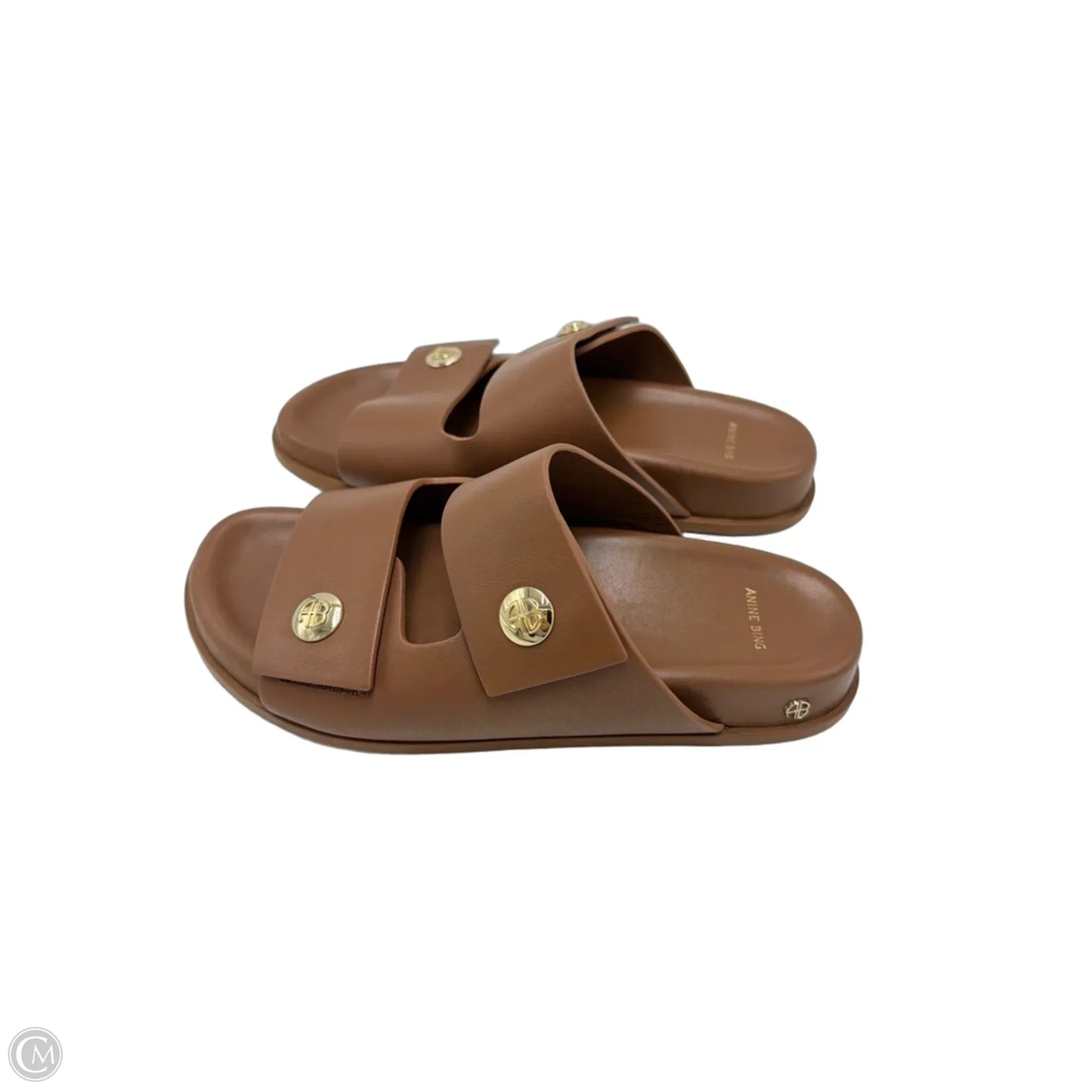 Anine Bing Ella Designer Slide Sandals In Brown, Size: 7.5 (38)