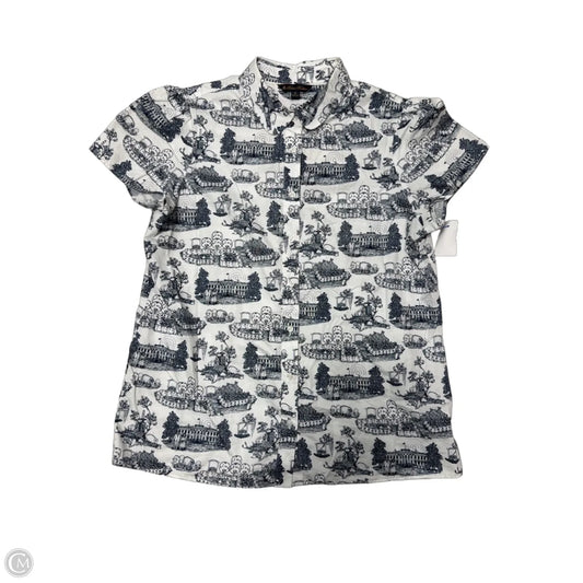 Top Short Sleeve By Brooks Brothers In Blue & White, Size: L