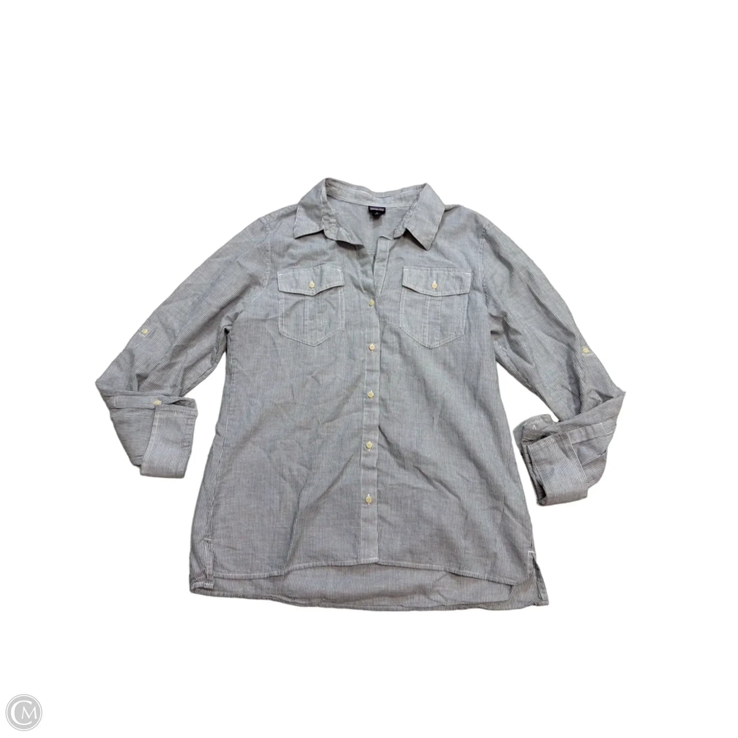 Blouse Long Sleeve By Patagonia In Striped Pattern, Size: M