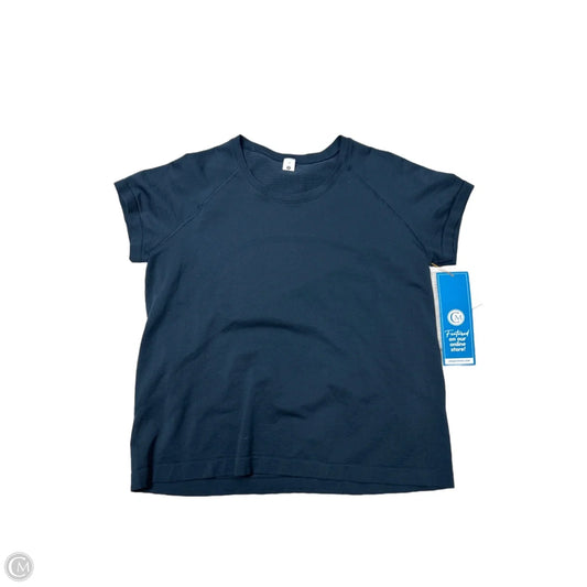 Athletic Top Short Sleeve By Lululemon In Navy, Size: 14