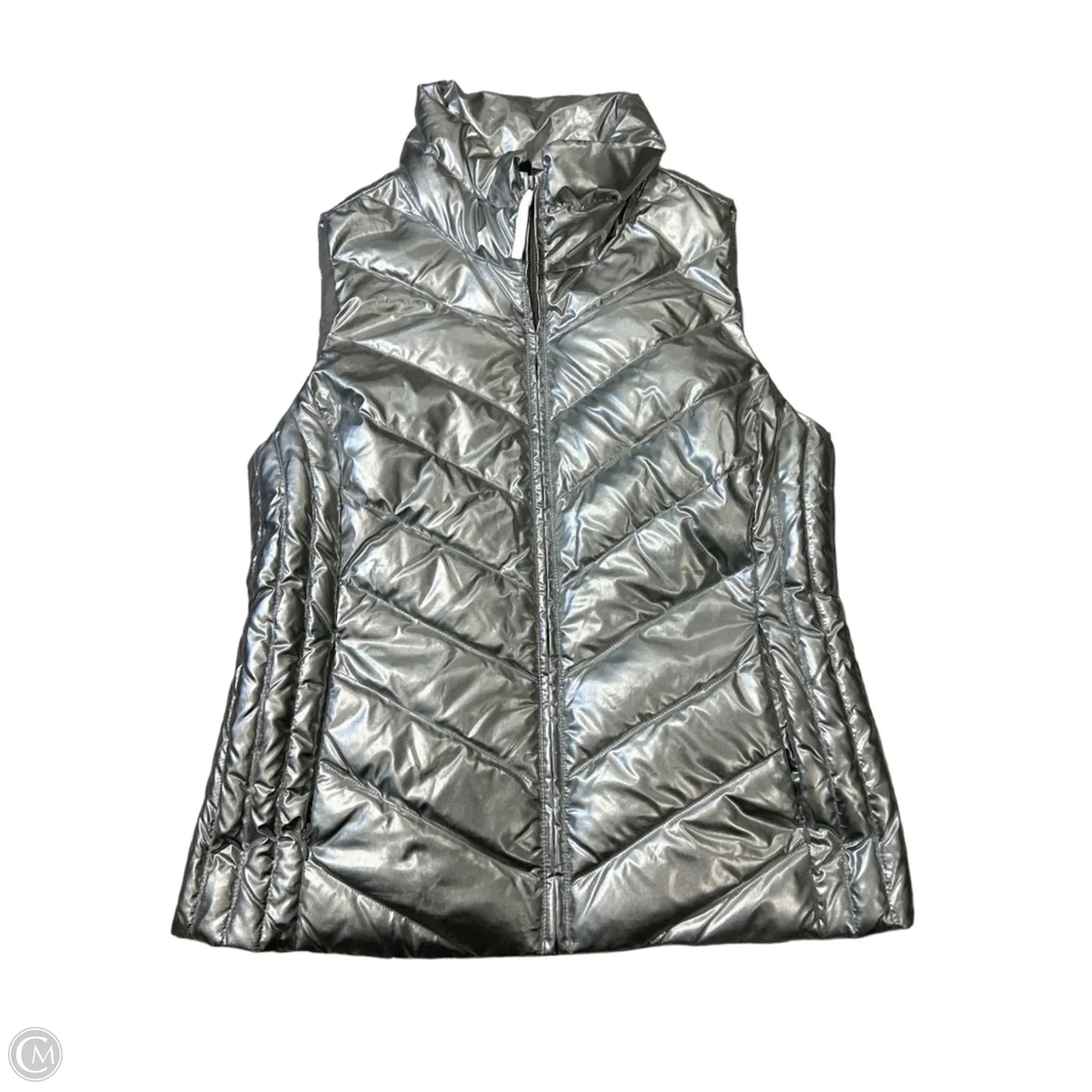 Vest Puffer & Quilted By Talbots In Silver, Size: L