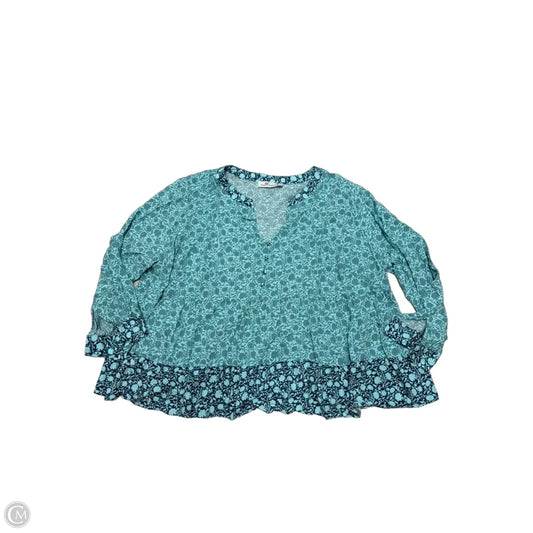 Top Long Sleeve By Vineyard Vines In Teal, Size: 3x