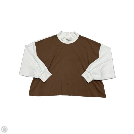 Athletic Top Long Sleeve Collar By Athleta In Cream & Tan, Size: 3x