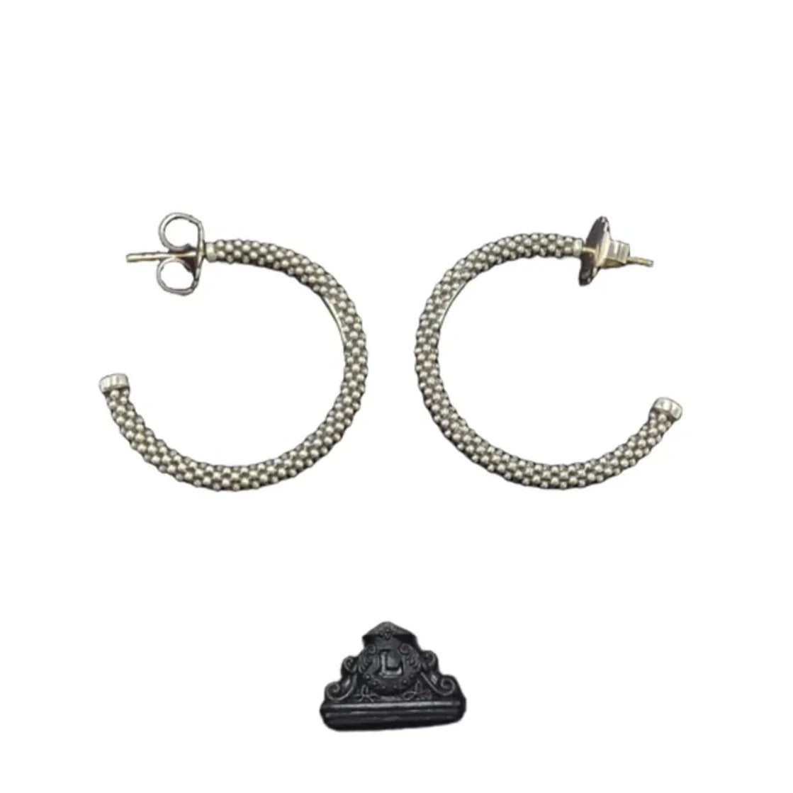 Lagos 925 Silver Caviar Hoop Designer Earrings