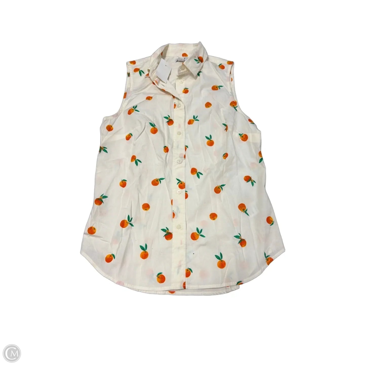 New! Top Sleeveless By J. Crew In Cream & Orange, Size: Xs