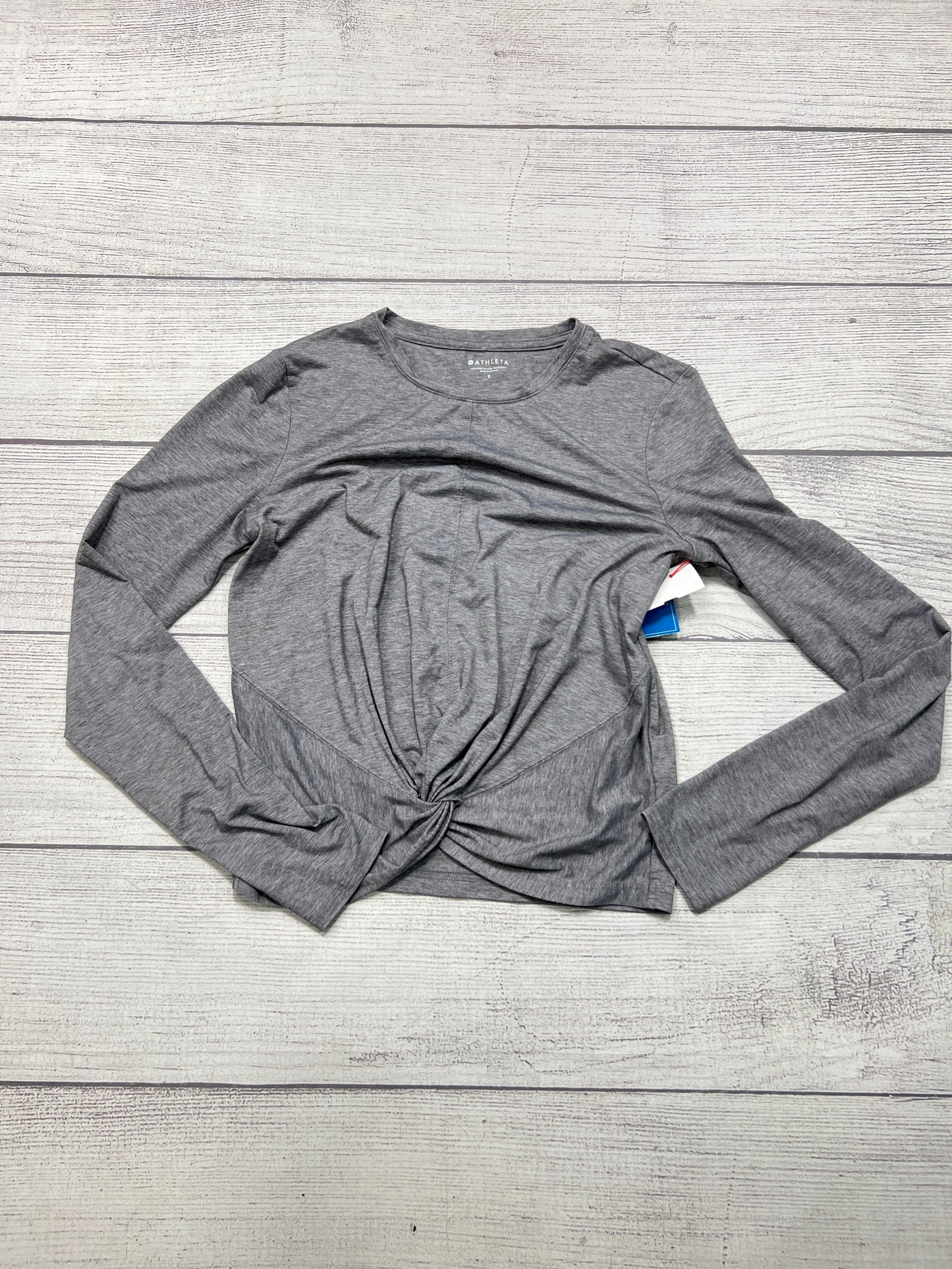 Athletic Top Long Sleeve Collar By Athleta In Grey, Size: S