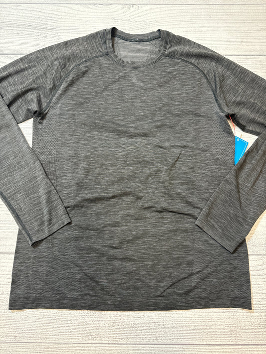 Athletic Top Long Sleeve Collar By Lululemon In Grey, Size: M