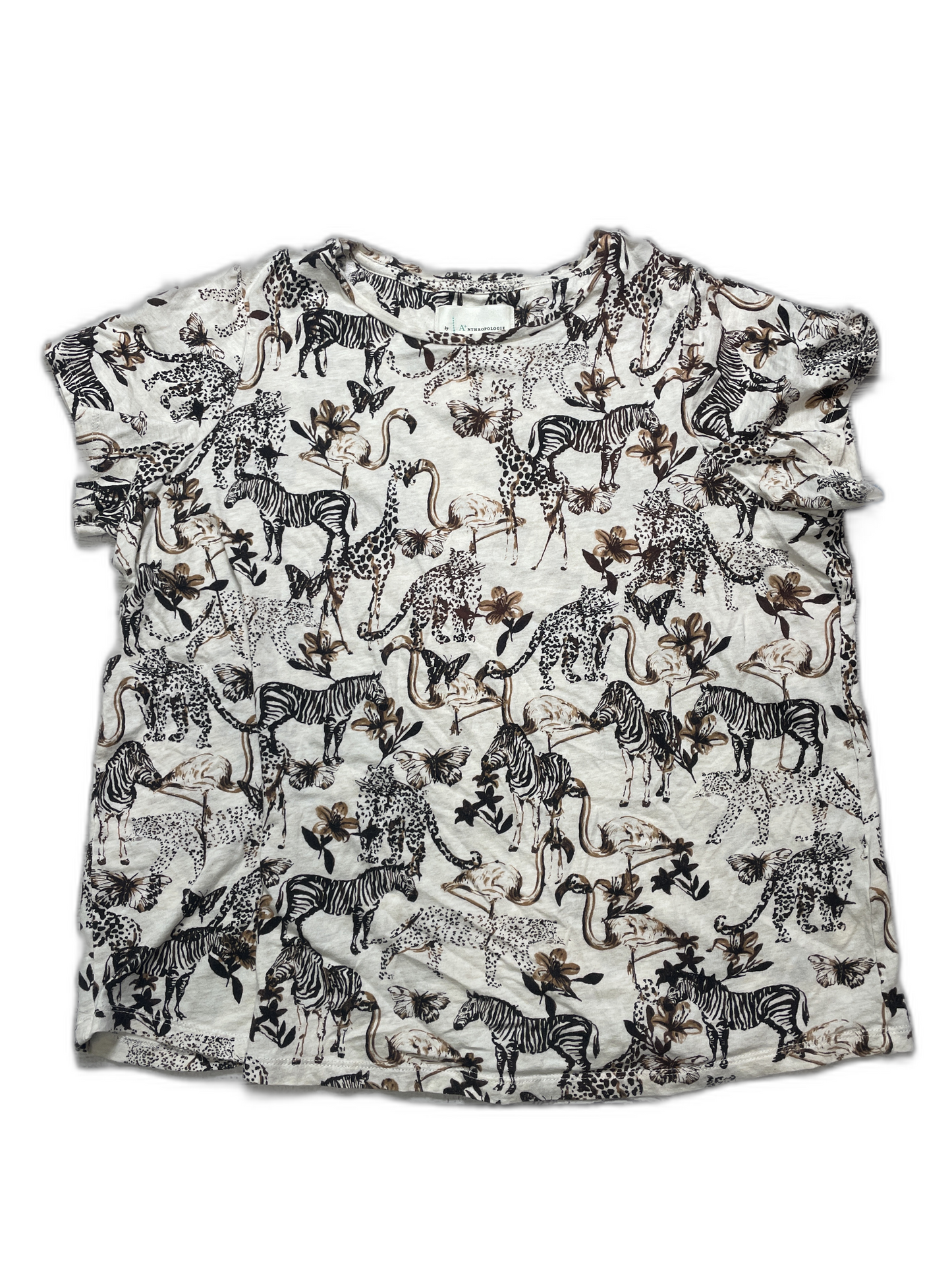 Top Short Sleeve By Anthropologie In Brown, Size: 1x