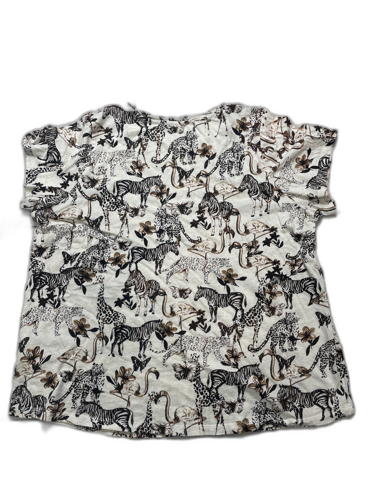 Top Short Sleeve By Anthropologie In Brown, Size: 1x