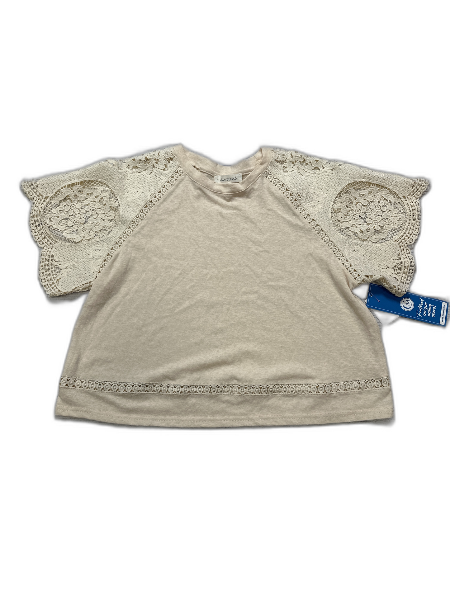 Top Short Sleeve By Blue Tassel In Cream, Size: 1x