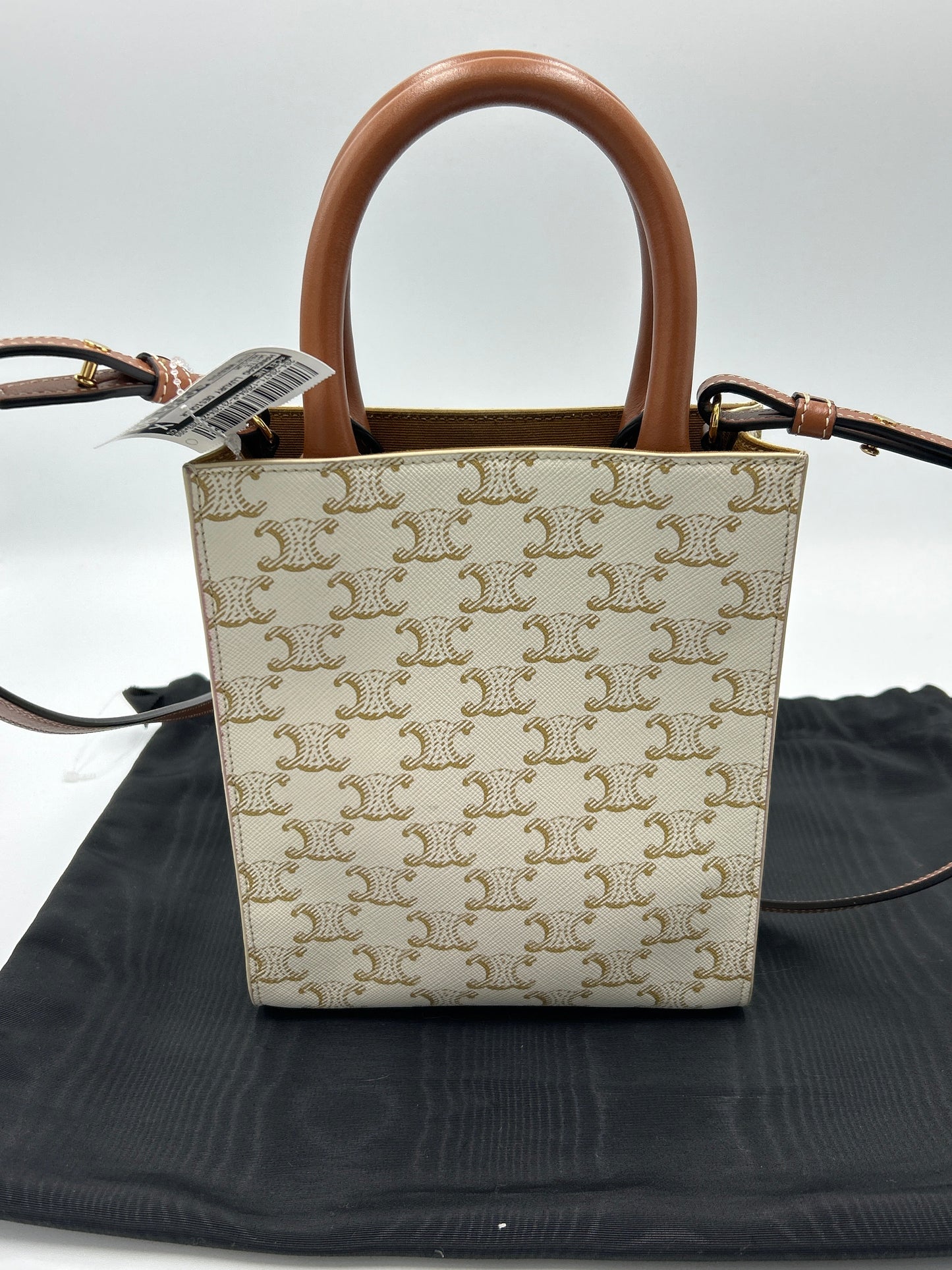 Like New! Celine Triomphe Canvas Calfskin Cabas Designer Handbag