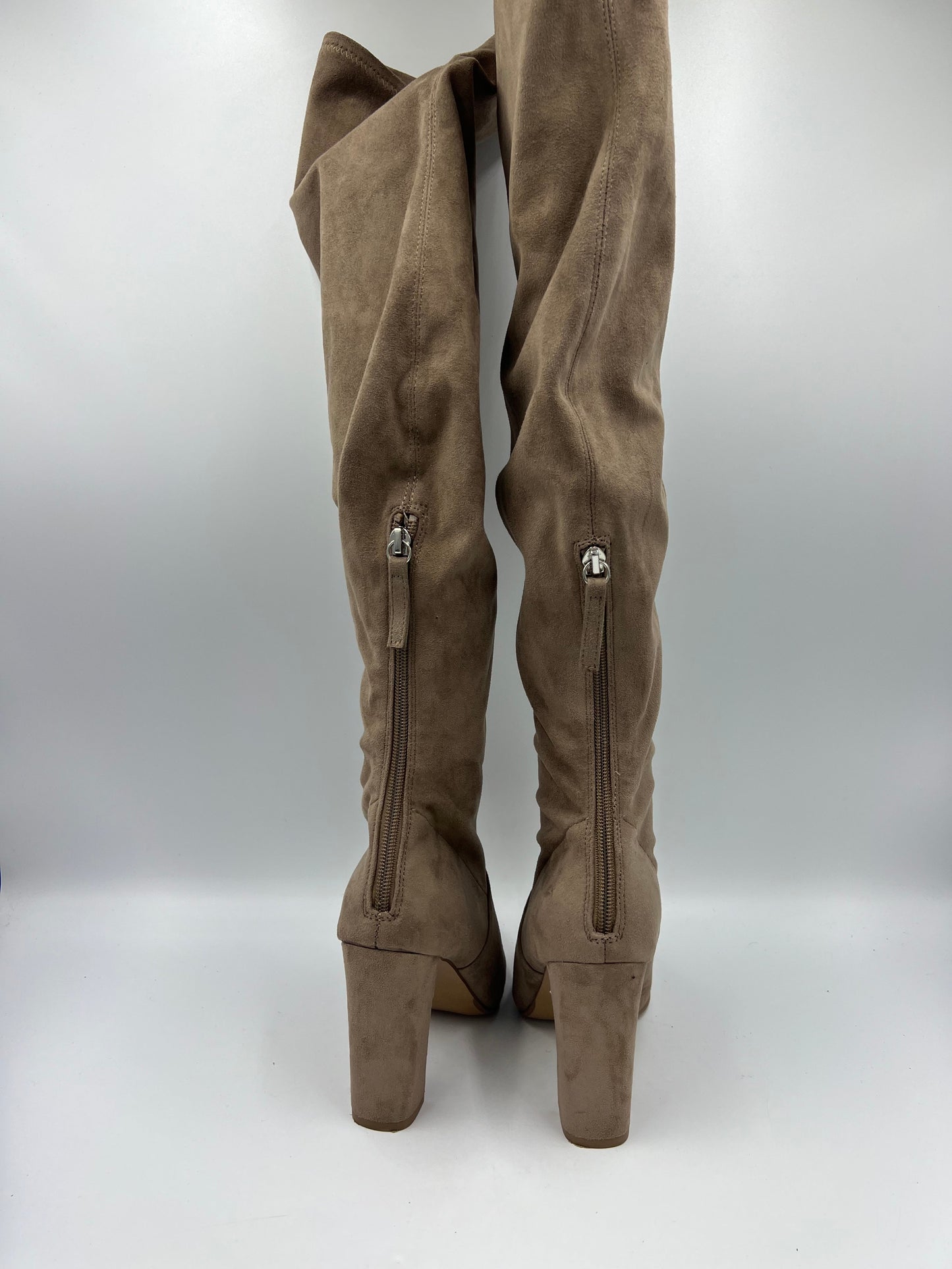 Boots Knee Heels By Steve Madden In Taupe, Size: 6.5