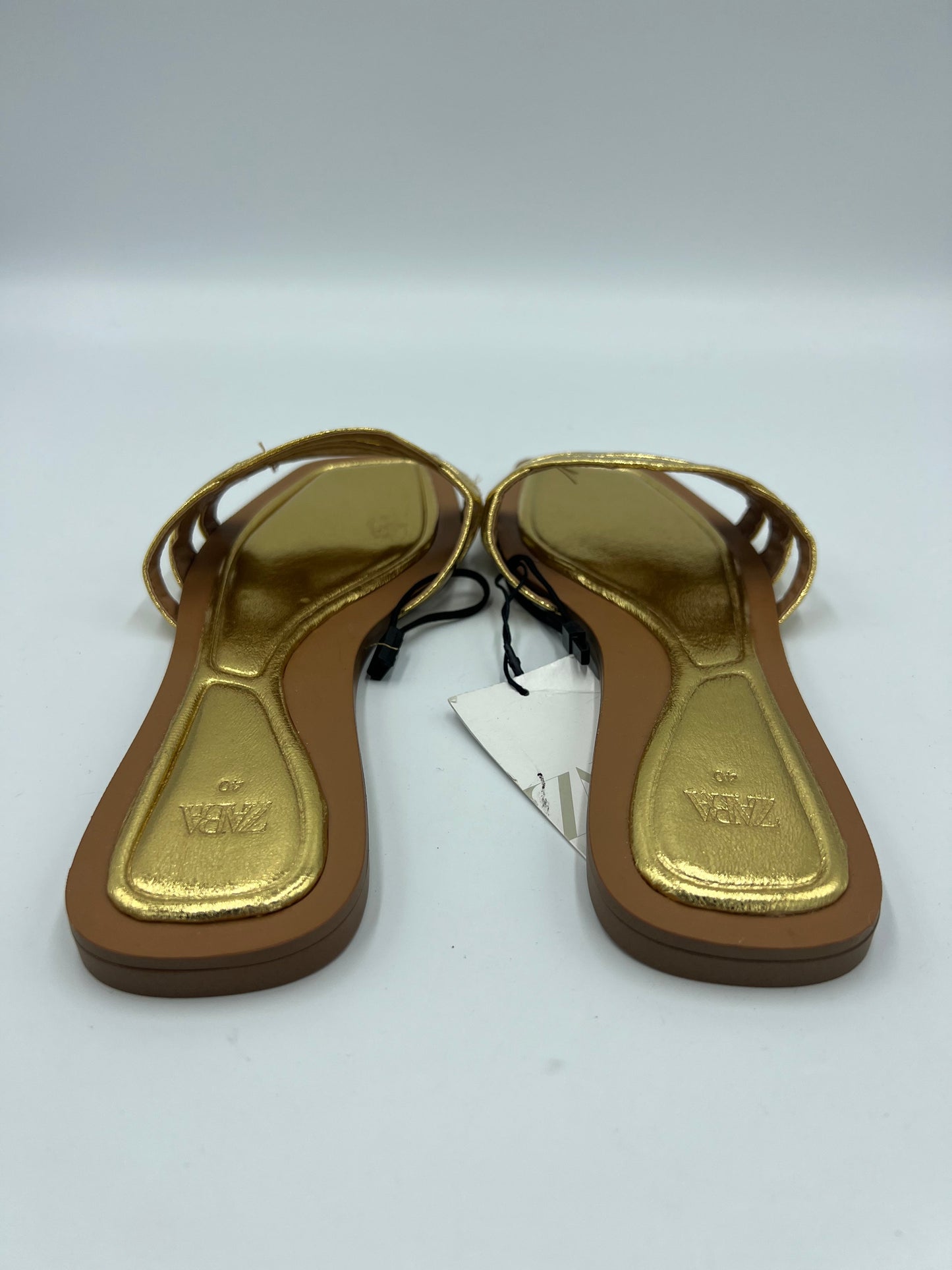 Like New! Sandals Flats By Zara In Gold, Size: 9