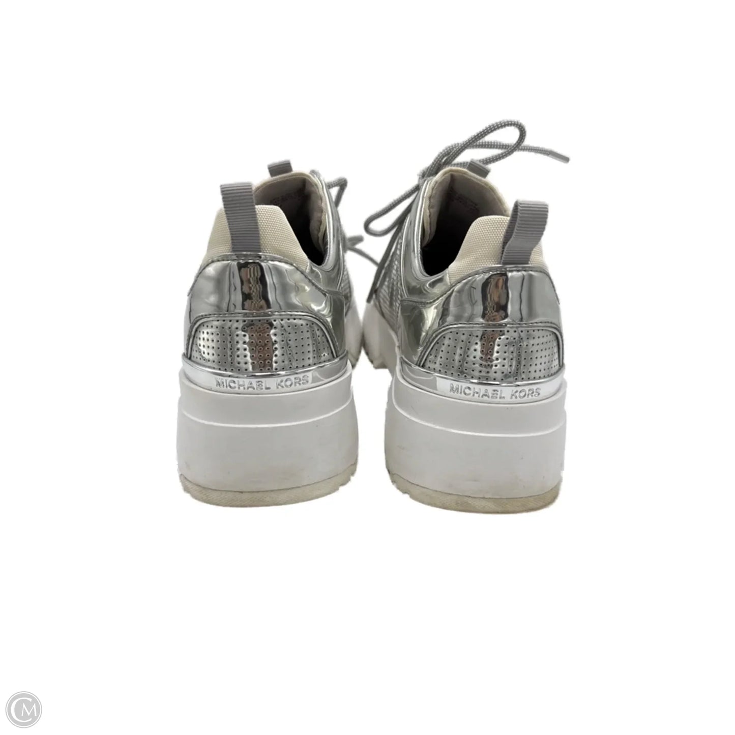 Shoes Designer By Michael Kors In Silver, Size: 10