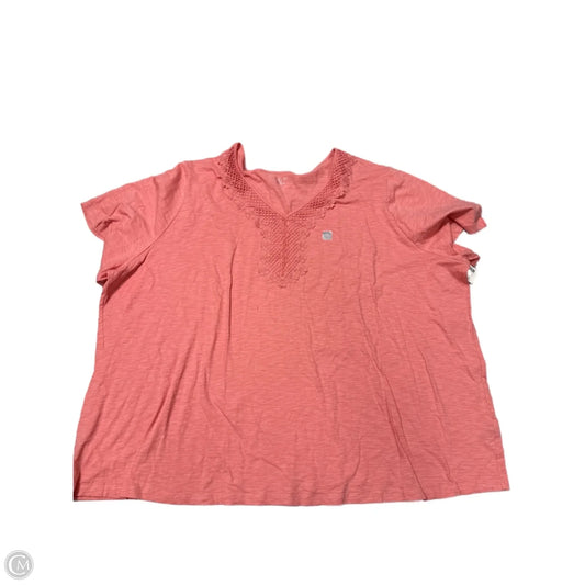 New! Top Short Sleeve By Catherines In Coral, Size: 4x