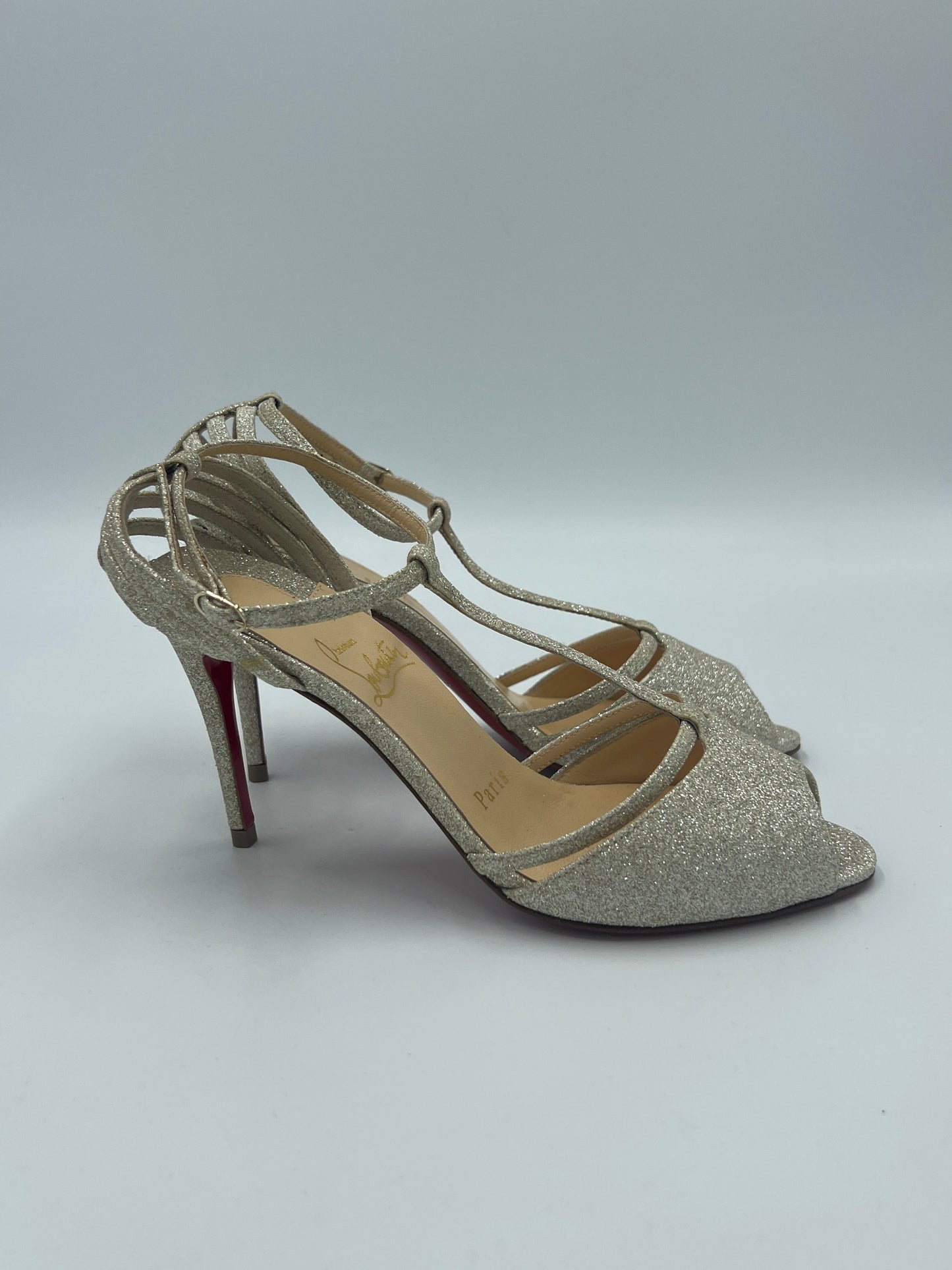 Like New! Christian Louboutin Patitta Glitter Designer Pumps  Sz. 5 / 35