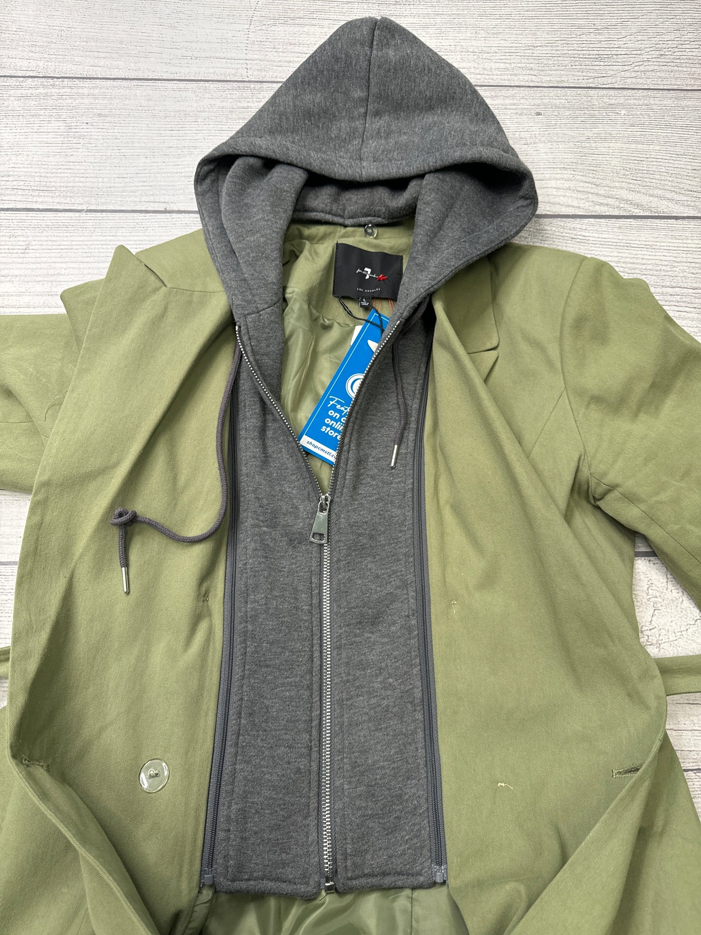 Coat Trench Coat By 7 For All Mankind In Green, Size: L