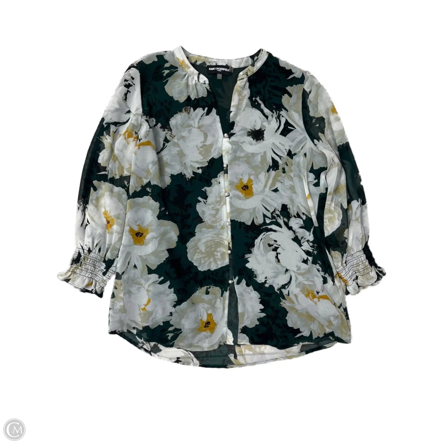 Top Long Sleeve Designer By Karl Lagerfeld In Floral Print, Size: M