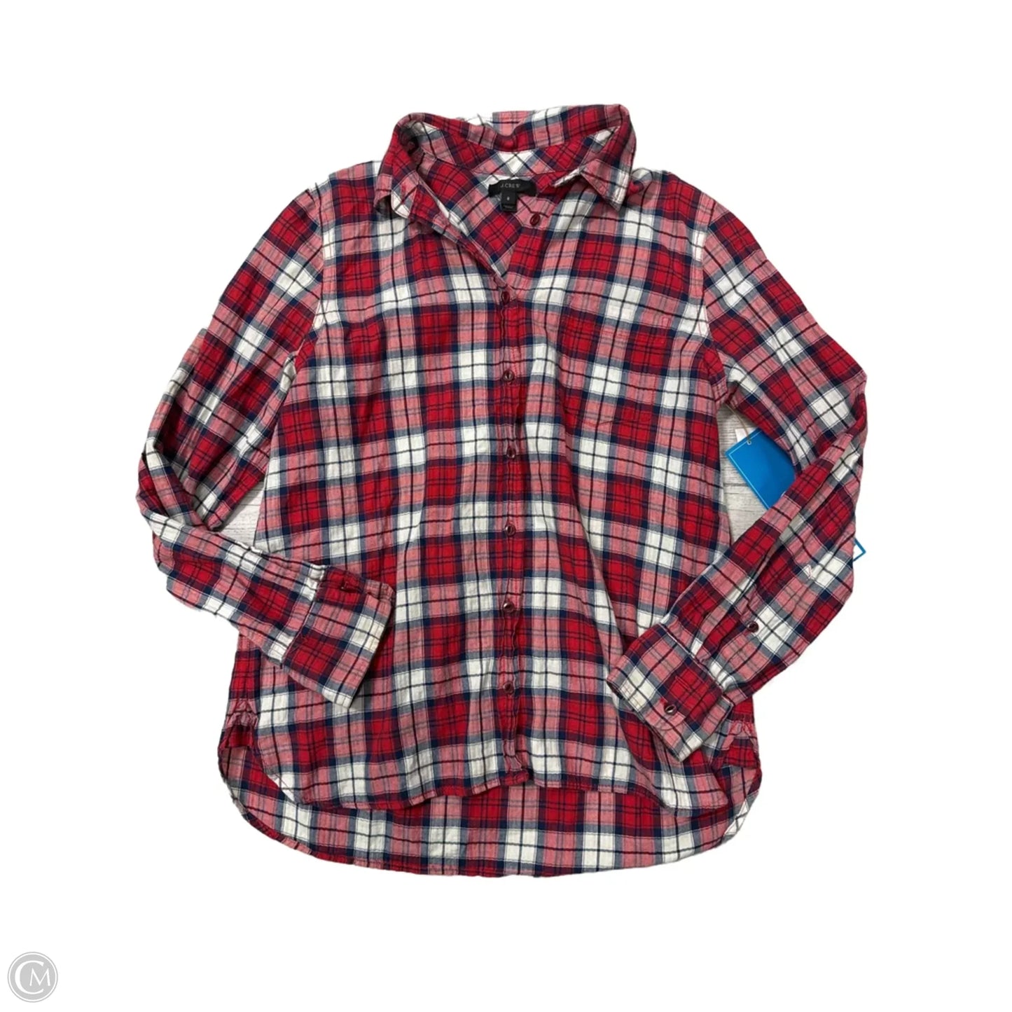 Top Long Sleeve By J. Crew In Plaid Pattern, Size: M
