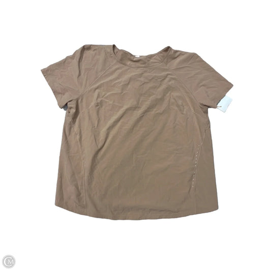 Athletic Top Short Sleeve By Lululemon In Tan, Size: L