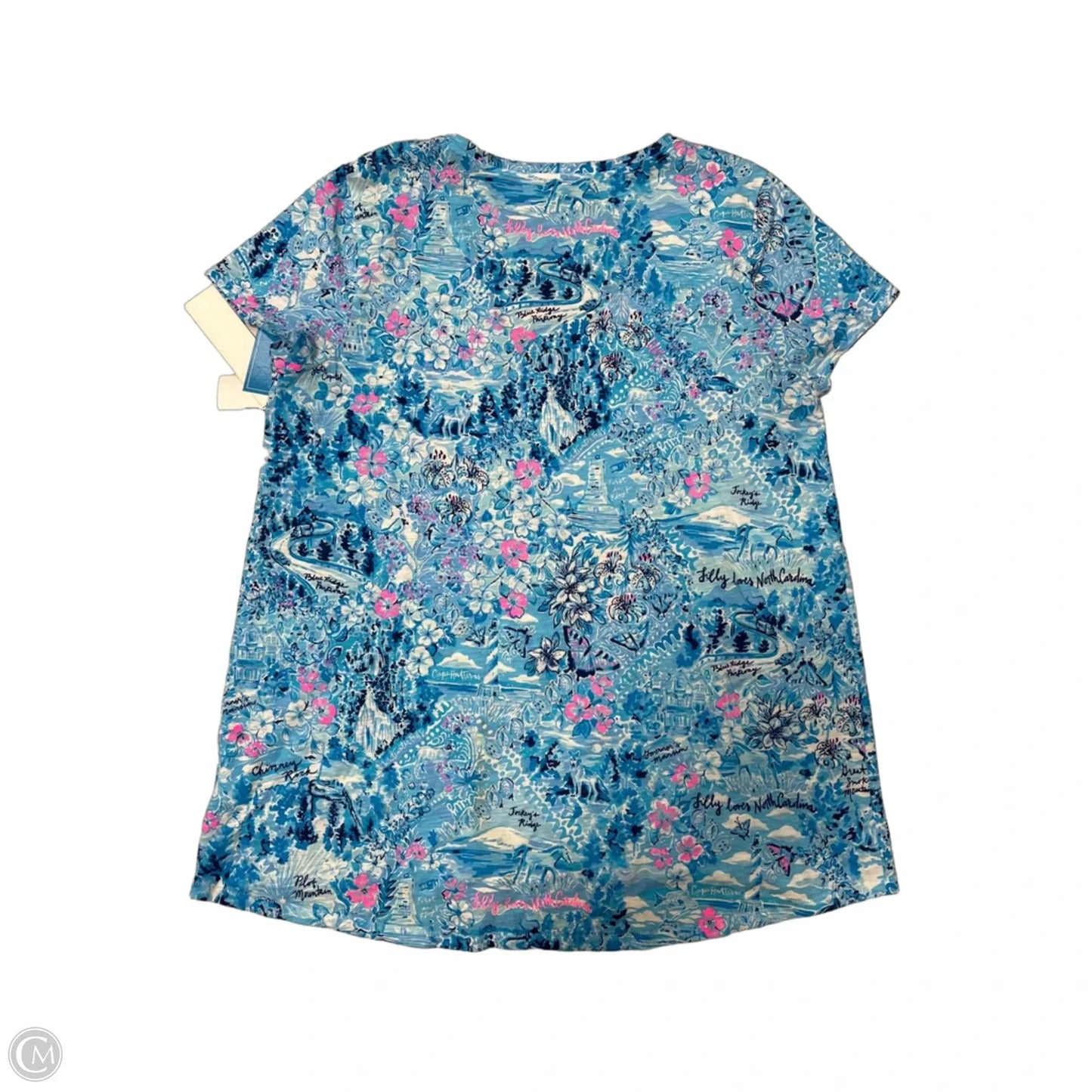 Top Short Sleeve Designer By Lilly Pulitzer In Blue, Size: L