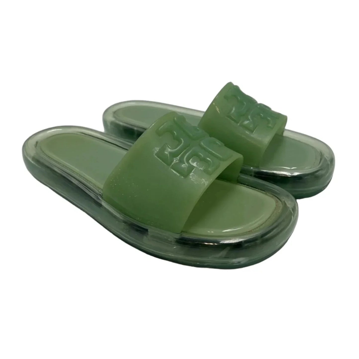 Tory Burch Bubble Slides Designed Sandals In Green, Size: 6