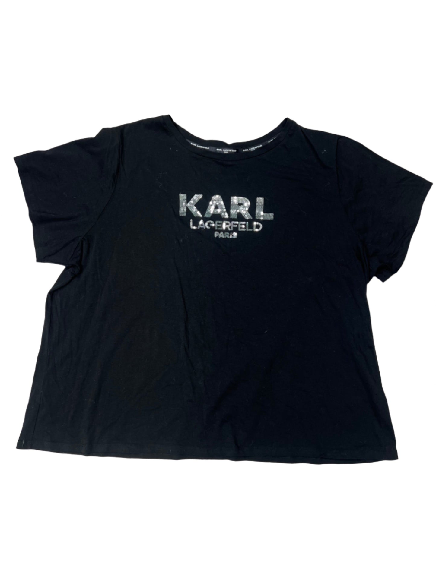 Black Top Short Sleeve Designer Karl Lagerfeld, Size 3x