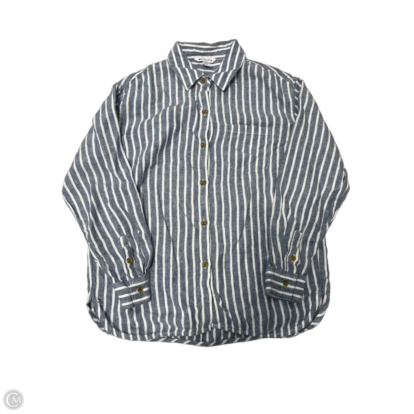Blouse / Top Long Sleeve By Athleta In Striped Pattern, Size: M