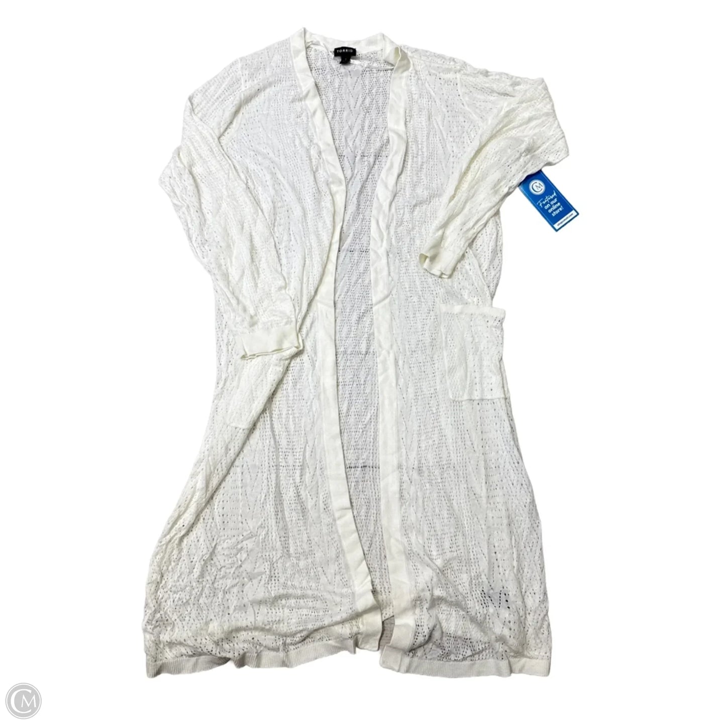Sweater Cardigan By Torrid In White, Size: 2x
