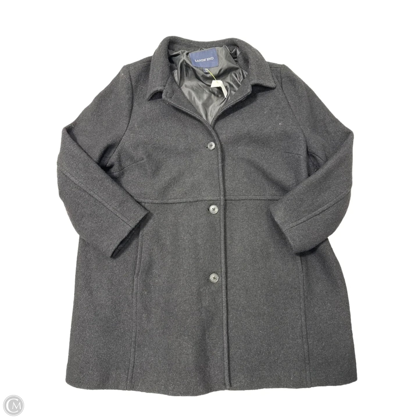 Coat Peacoat By Lands End In Black, Size: 2x