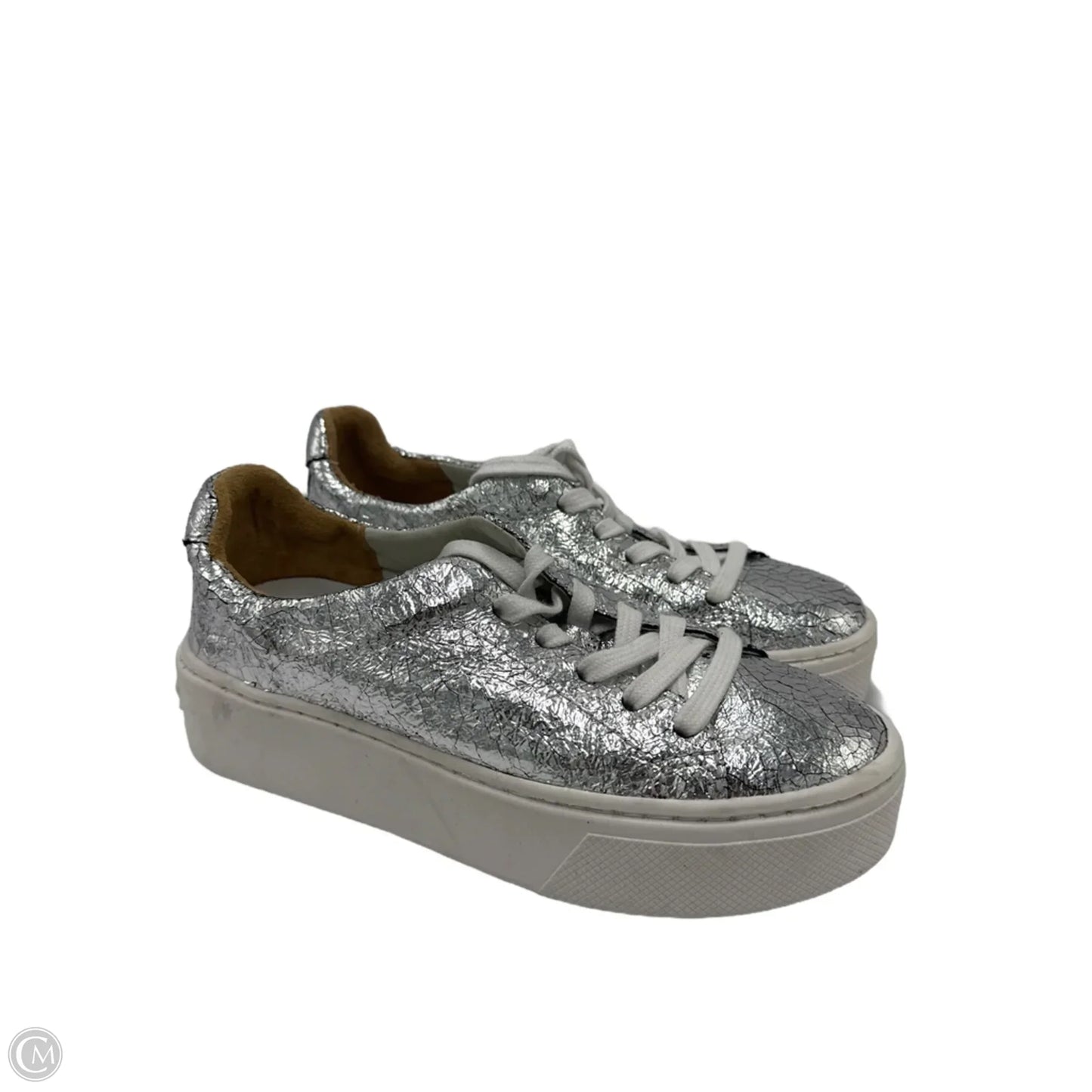 Shoes Sneakers By Schutz In Silver, Size: 6.5
