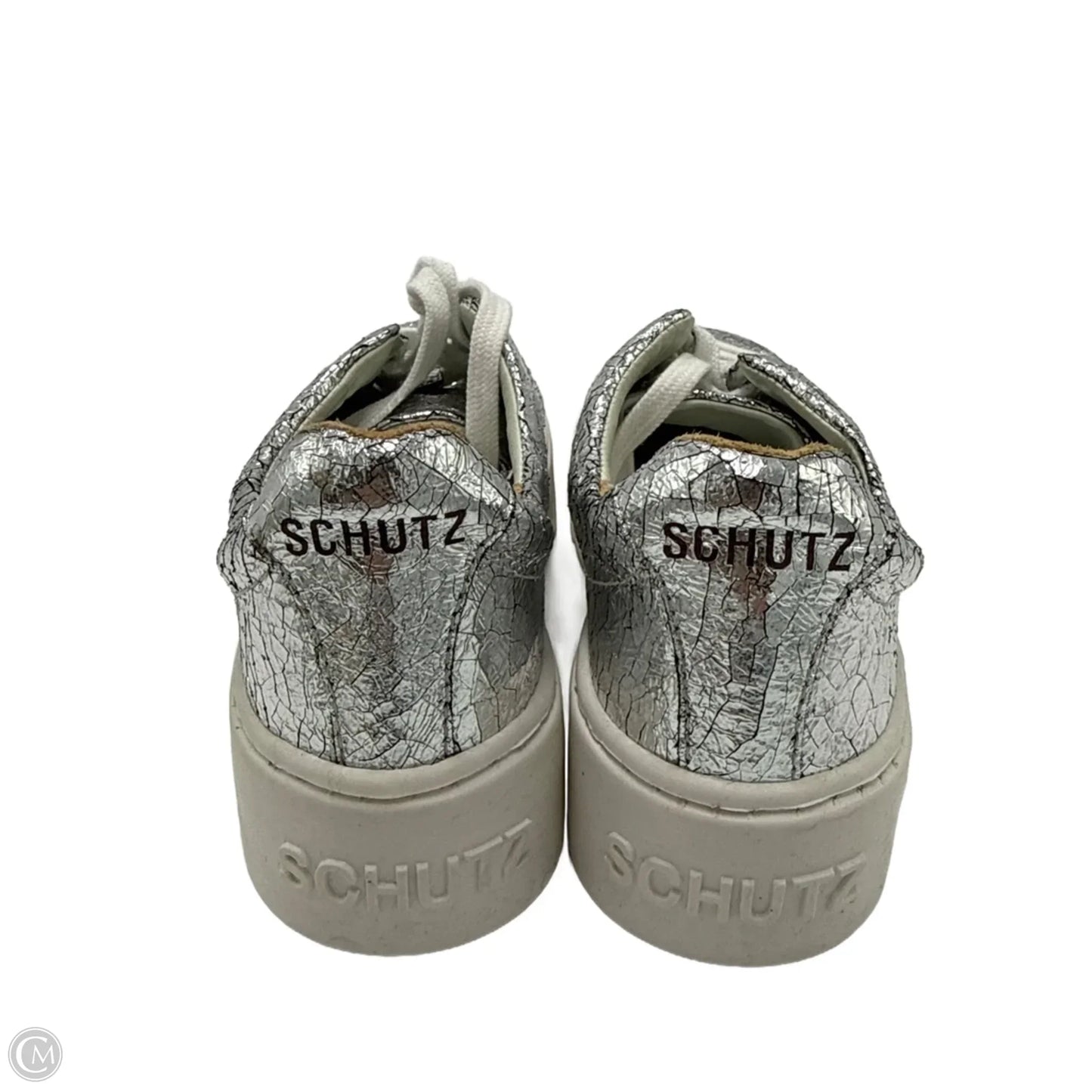 Shoes Sneakers By Schutz In Silver, Size: 6.5