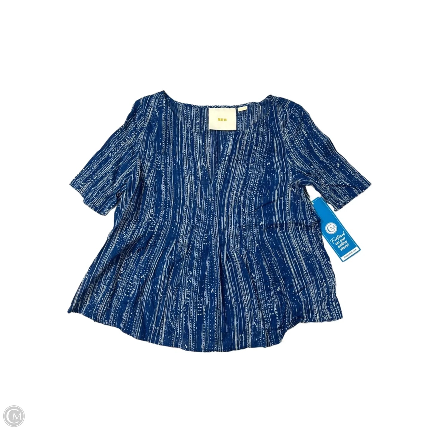 Top Short Sleeve By Maeve In Blue & White, Size: S
