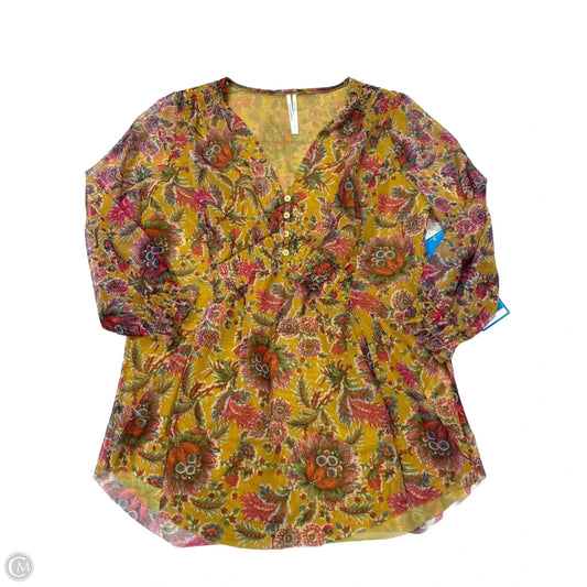 Top Long Sleeve By Anthropologie In Yellow, Size: S