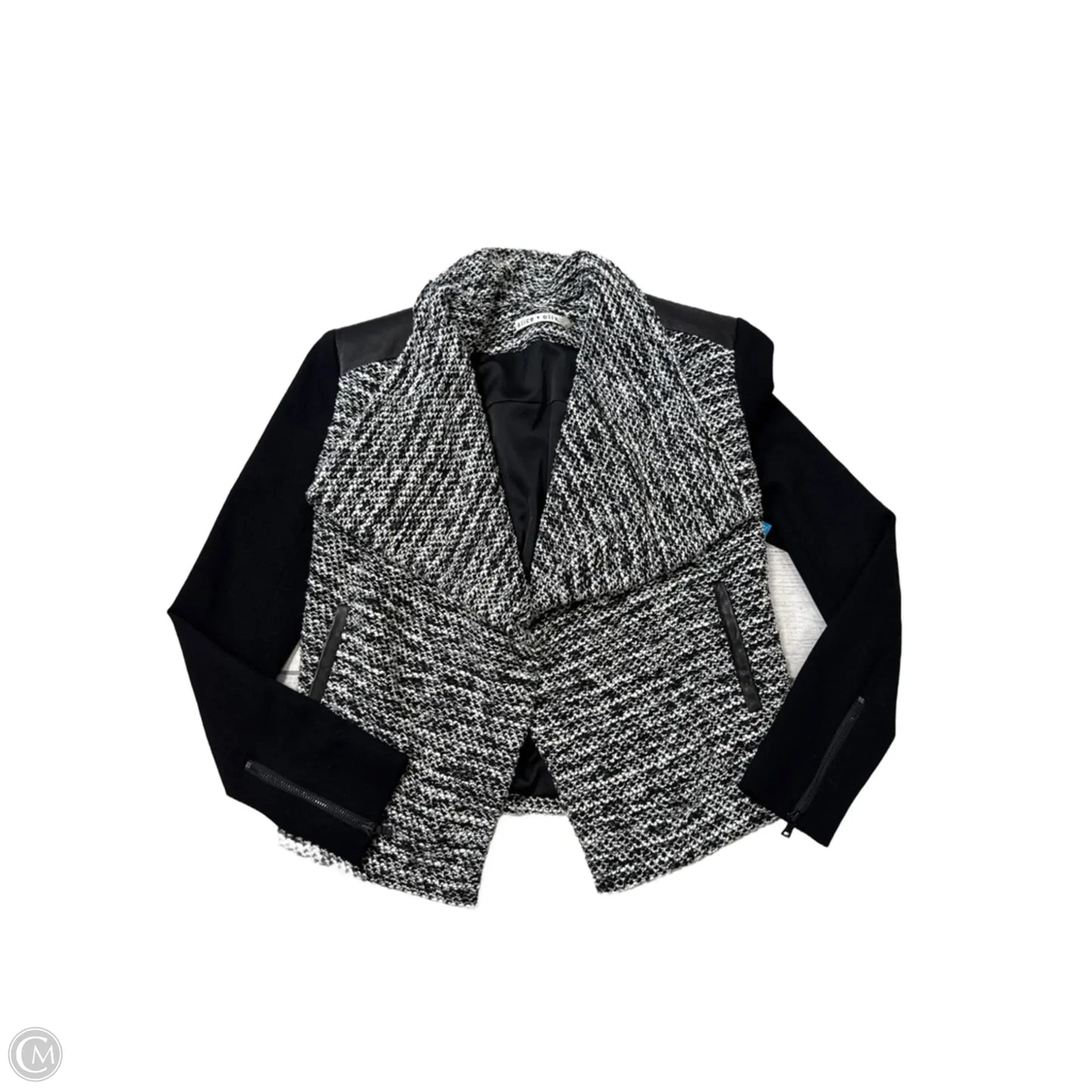 Blazer Designer By Alice + Olivia In Black & White, Size: S