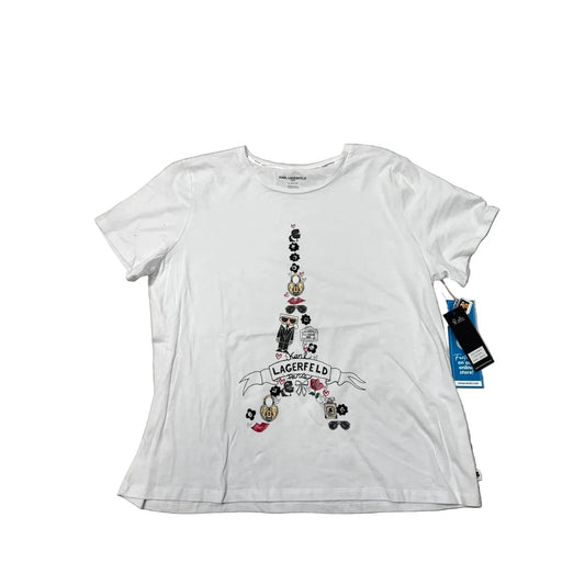 New! Top Short Sleeve Designer By Karl Lagerfeld In White, Size: Xl
