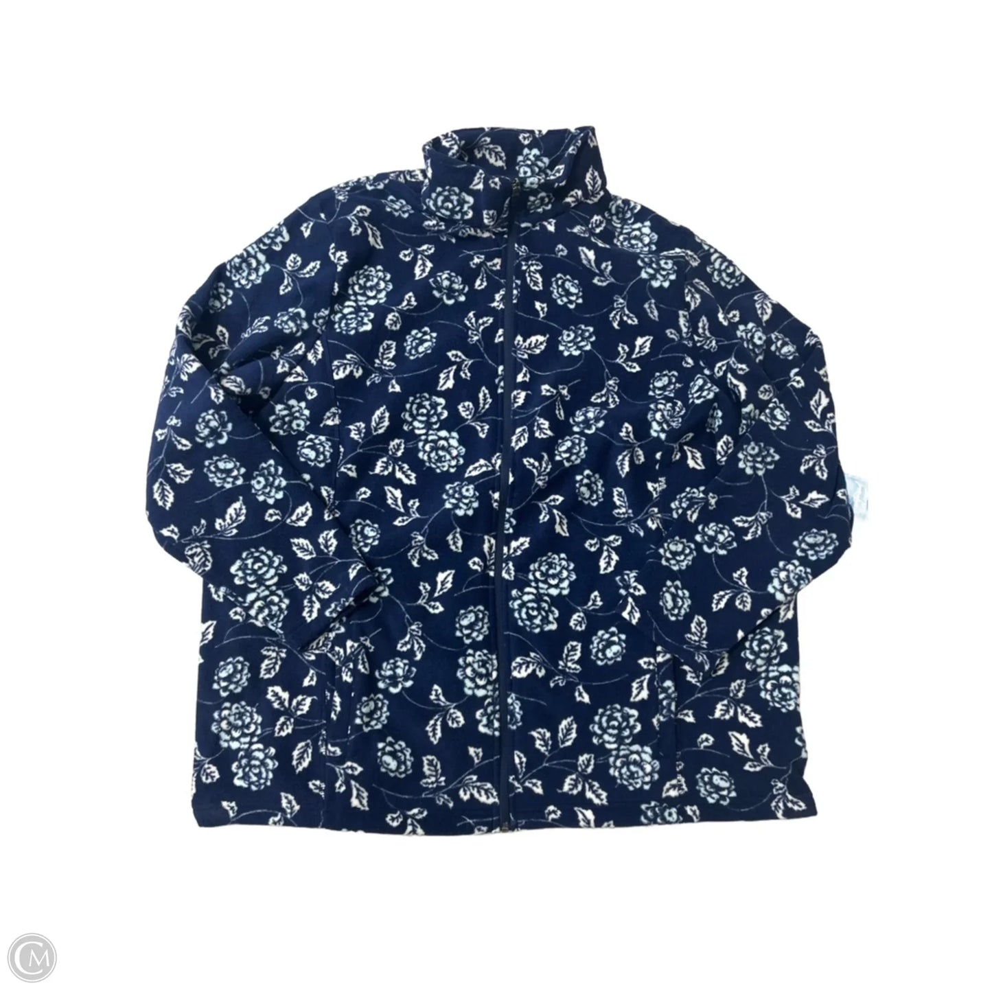 Jacket Fleece By Lands End In Blue & White, Size: 2x