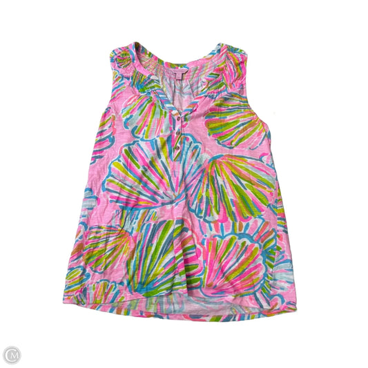 Top Sleeveless Designer By Lilly Pulitzer In Green & Pink, Size: Xl