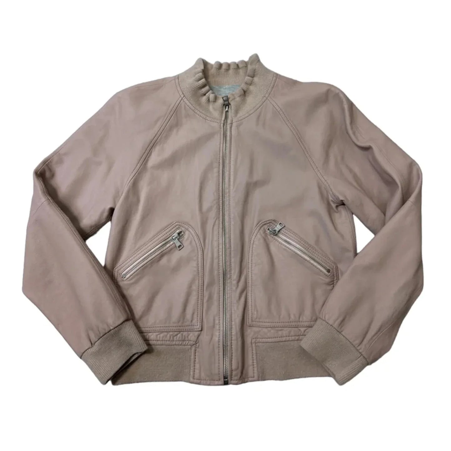 Jacket Leather By Rebecca Taylor In Pink, Size: S