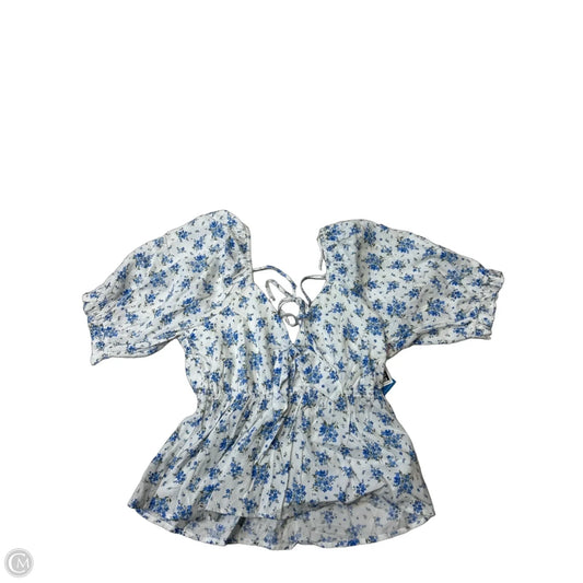 New! Top Short Sleeve By Francesca's In Blue & White, Size: S